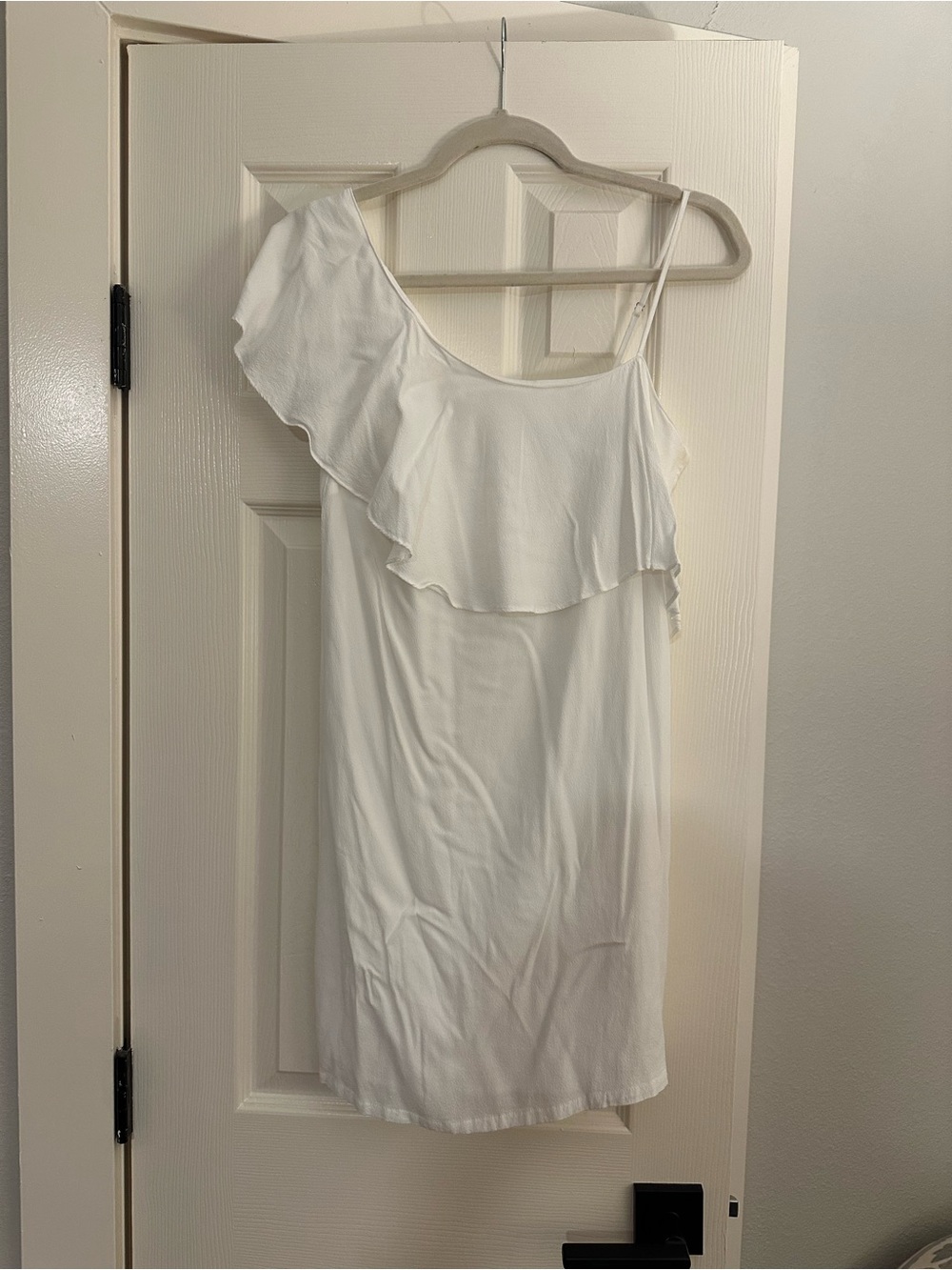 1. State One-Shoulder Ruffle Mini Dress - White